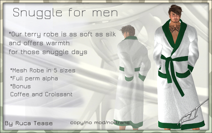 Snuggle Mesh Bath Robe green trim