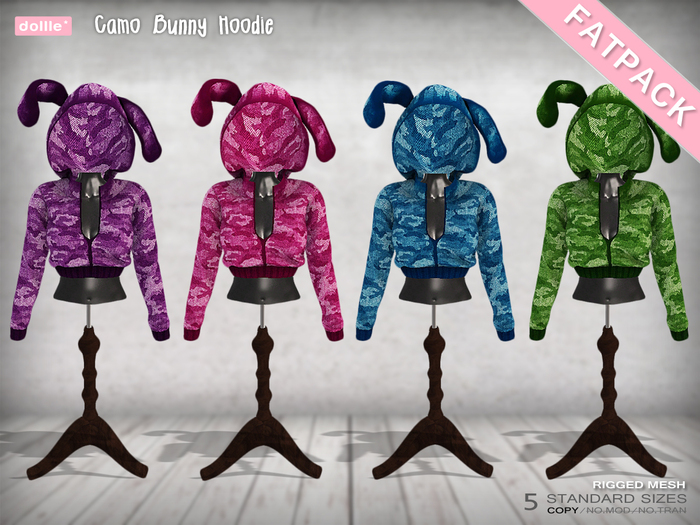 {dollle*} Camo Bunny Hoodie - Fat Pack