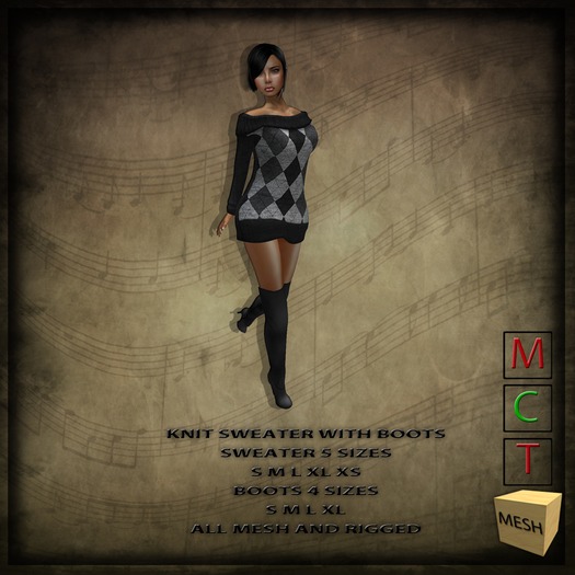 Knit Sweater Set GreyBlack