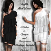 ~Narcissus~ Mesh Ruffle Dress Black/White