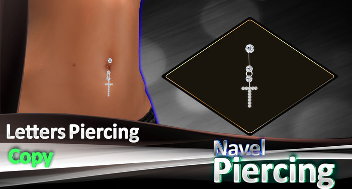 Navel Piercing with Letters - T