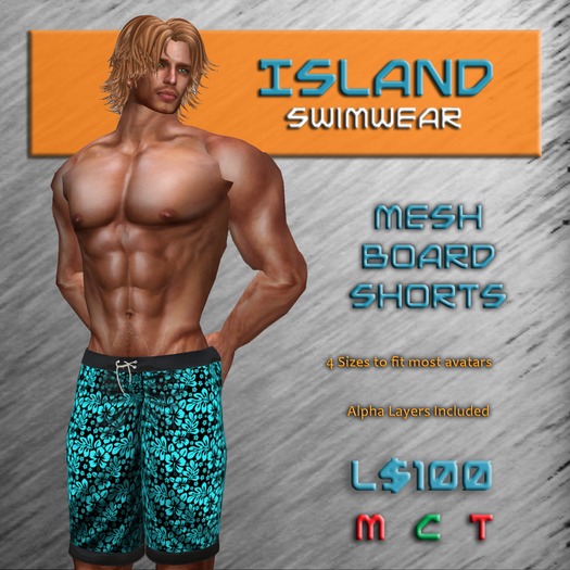 Blue Hibiscus Mesh Board Shorts