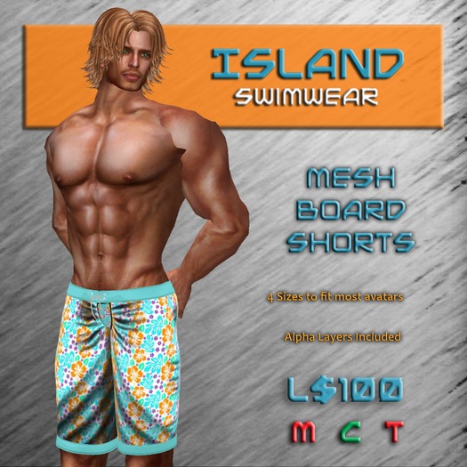 Light Multi-colored Hibiscus Mesh Board Shorts