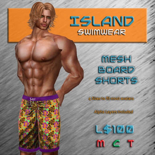 Bright Multi-colored Hibiscus Mesh Board Shorts