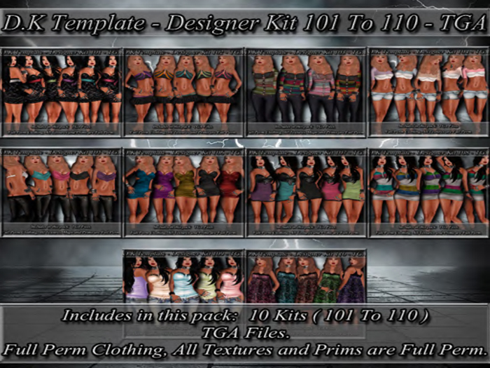 D.K Template - Designer Kit 101 To 110 - TGA ( Save 25% )