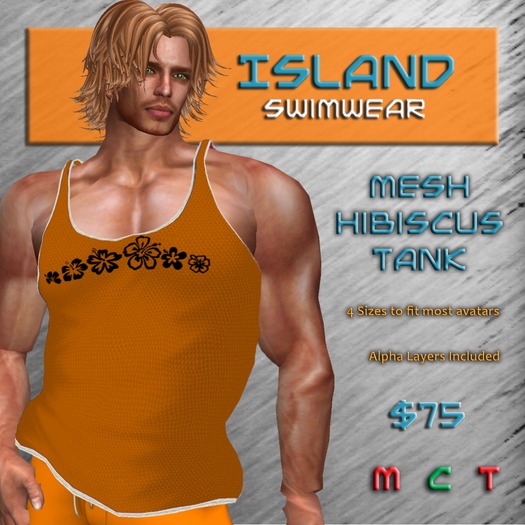 Orange Hibiscus Mesh Tank