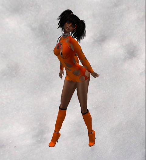 Naughty In Orange Dress W/Sunglasses