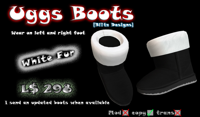 [Bl!tz Designs]Uggs Boots Black with fur [RESTYLED] [BOXED]