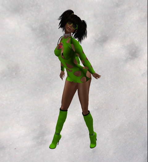 Naughty In Green Dress W/Sunglasses