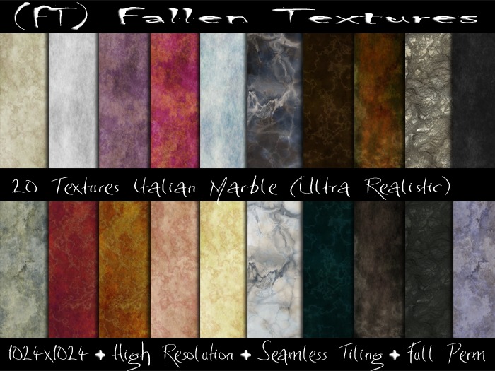 (FT) Fallen FULL PERM Textures Italian Marble 20 Textures
