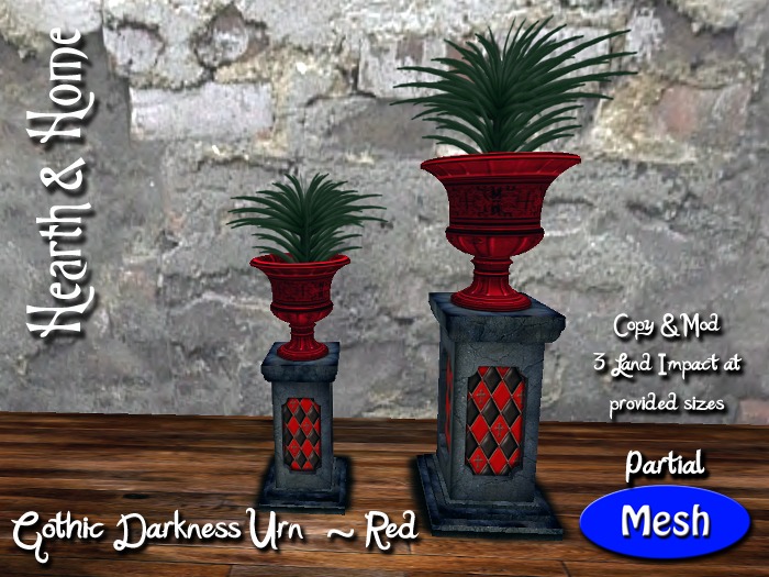 ~H&H~ Gothic Darkness Urn - Red - MESH - B