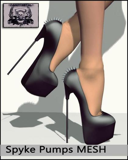 ~CandyMetal~ Spyke Pumps MESH BLACK
