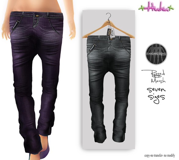 +HUHU+ Mesh Jeans black