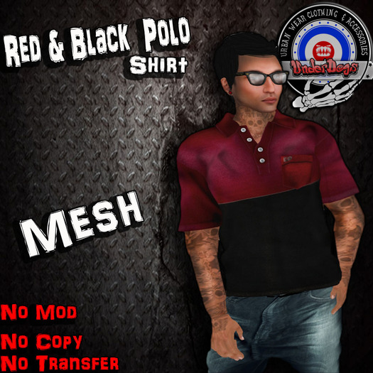 [UnderDogs] - Polo - Red/Black - Mesh 