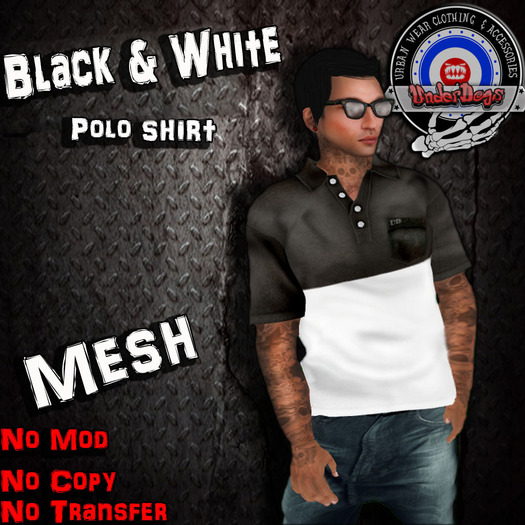 [UnderDogs] - Polo - Black/White - Mesh 