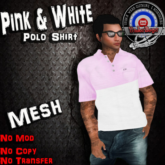 [UnderDogs] - Polo - Pink/White - Mesh 