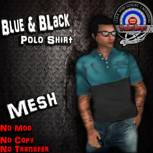 [UnderDogs] - Polo - Blue/Black - Mesh 