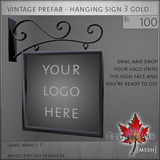 Trompe Loeil -  Vintage Prefab Hanging Sign 3 silver [mesh]
