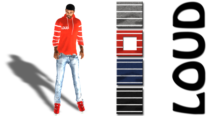 LOUD Stripe Sleeved Hoodie Red