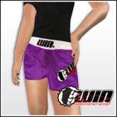 WIN Purple Short Trunks White Elastic