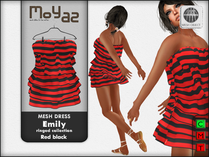 Emily mesh dress ~ Ringed collection - Black red