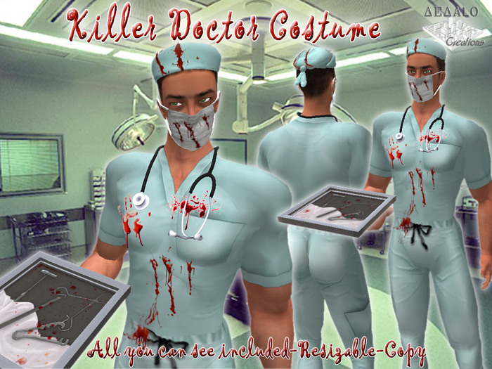 Killer Doctor Costume - all you can see included - * SPECIAL PRICE Halloween Promo * - Dedalo Creations - 