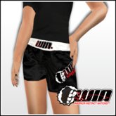 WIN Black Short Trunks White Elastic