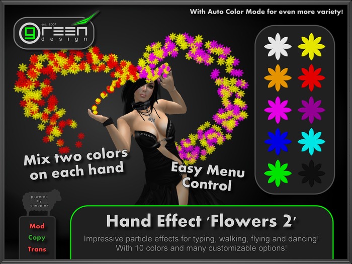 ●GD● Hand Effect 'Flowers 2' [Multi Color, Type/Walk/Fly/Dance] Customizable Dancing Particle Hands Emitter Effect