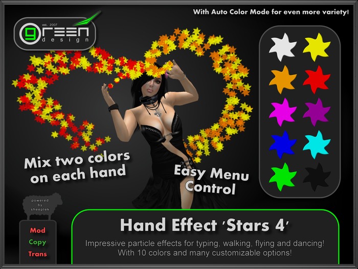 ●GD● Hand Effect 'Stars 4' [Multi Color, Type/Walk/Fly/Dance] Customizable Dancing Particle Hands Emitter Effect