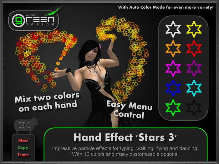 ●GD● Hand Effect 'Stars 3' [Multi Color, Type/Walk/Fly/Dance] Customizable Dancing Particle Hands Emitter Effect