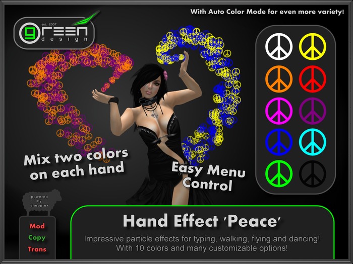 ●GD● Hand Effect 'Peace' [Multi Color, Type/Walk/Fly/Dance] Customizable Dancing Particle Hands Emitter Effect