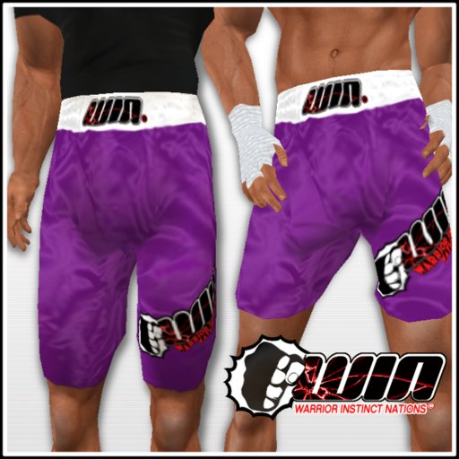 WIN Purple Trunks White Elastic