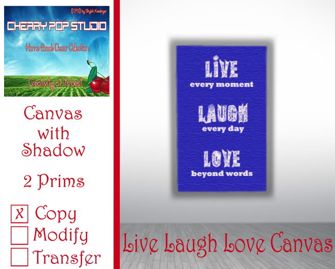 [CPS] Live Laugh Love Canvas - Blue {BOXED}