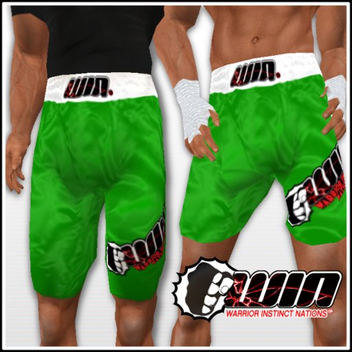 WIN Green Trunks White Elastic