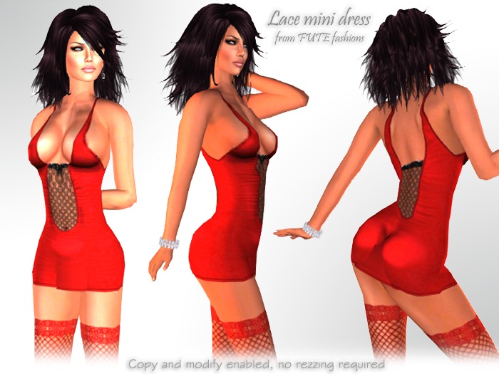 FUTE :: Lace mini dress (red)