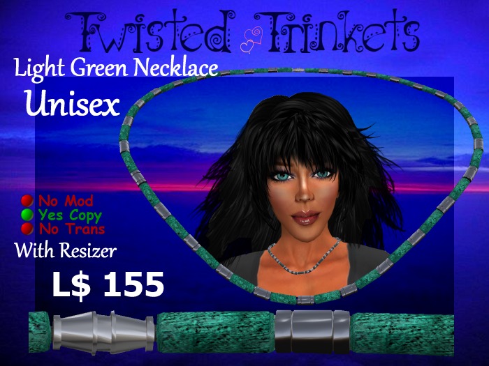 Twisted Trinkets Lt Green Necklace