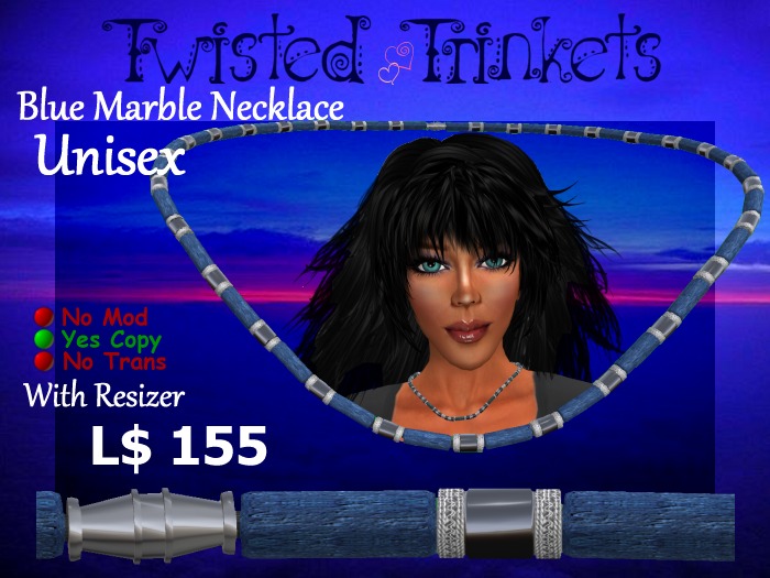 Twisted Trinkets Blue Marble Necklace