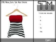 [TM] Mesh_Cute Top Red Stripe