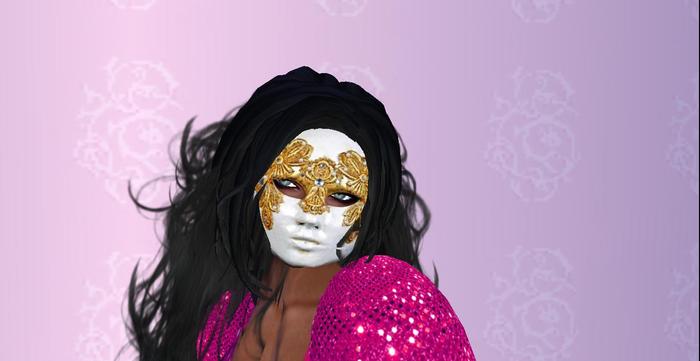 MW Ball mask gold white filigree