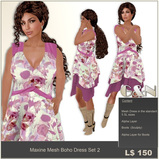 G&N Quality Design Maxine Mesh BOHO Dress & Boots 2 (Copy Version)
