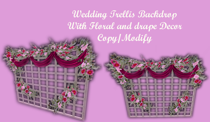 Pink Silk Trellis Backdrop 17 Prims  *CHB*