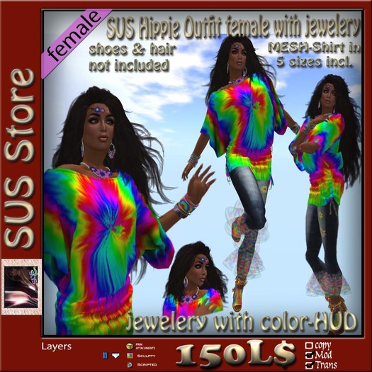 SUS Hippie Outfit female with jewelery
