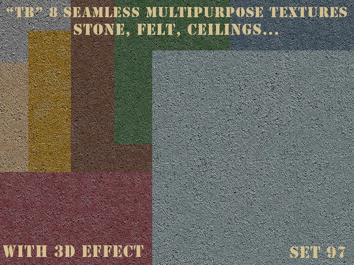 Twice Baked seamless multipurpose textures, stone, felt, ceilings textures set 97