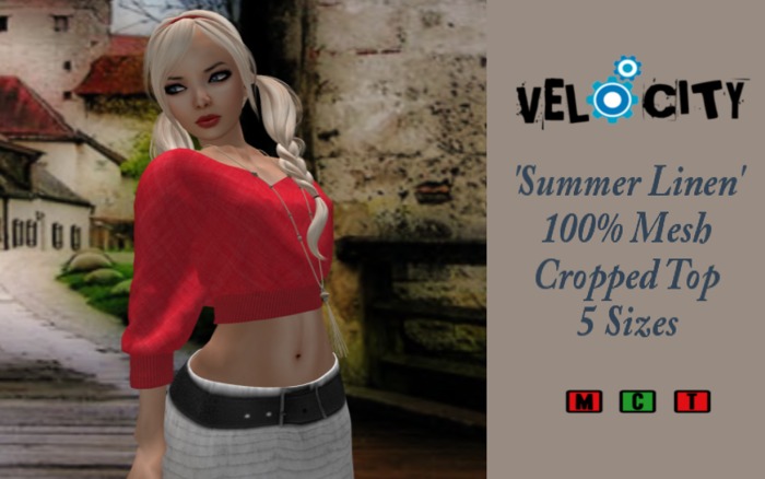 VELOCITY Red Mesh Cropped Sweater