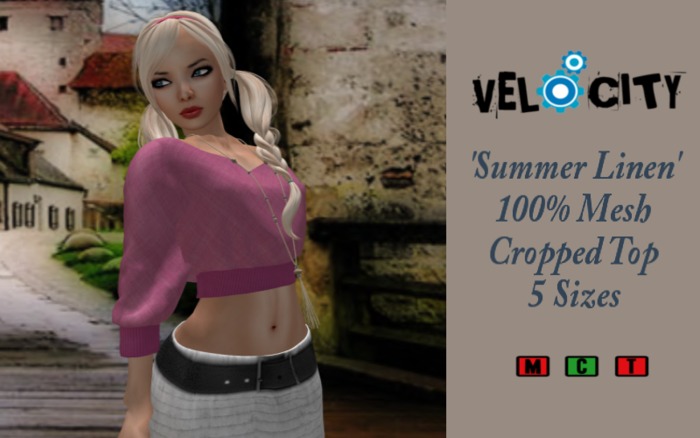 VELOCITY Pink Mesh Cropped Sweater