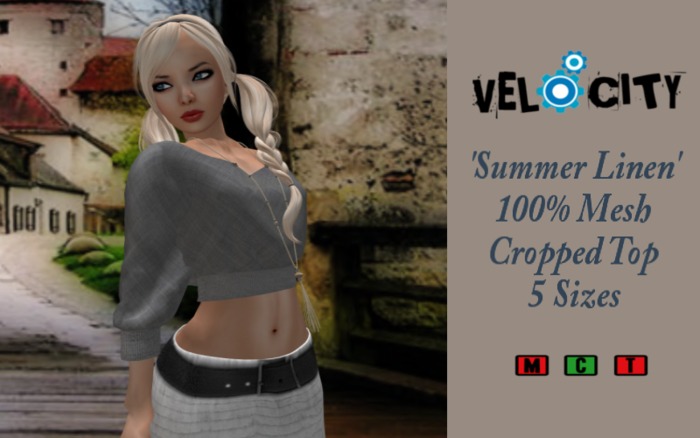 VELOCITY Grey Mesh Cropped Sweater