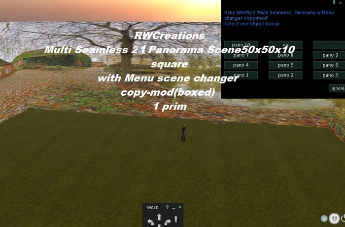 Menu Texture changer Multi Seamless 50x50x10 Panorama square fence copy-mod 1 prim  (boxed) 