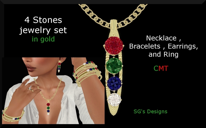 4 Stones jewelery set in gold