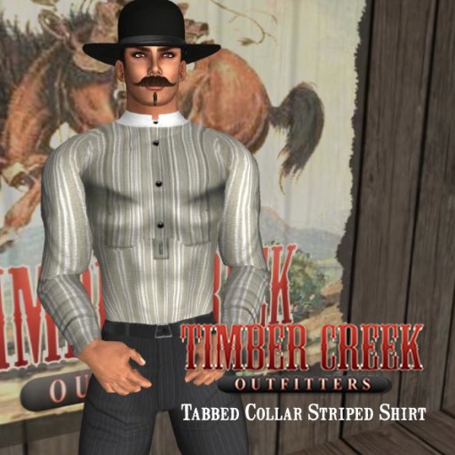 [Timber Creek] Tabbed Collar Shirt-Stripe-Sand