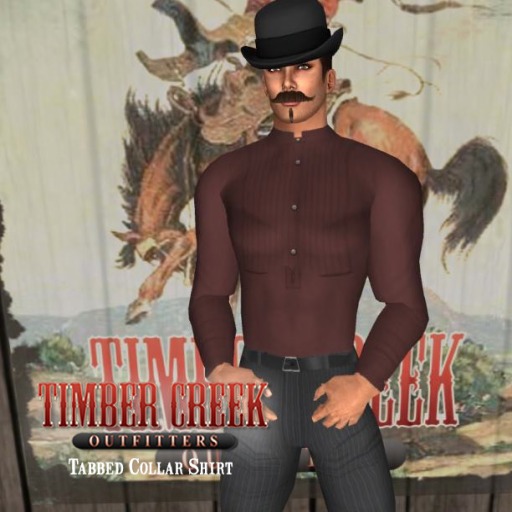 [Timber Creek] Tabbed Collar Shirt-Plain-Brick